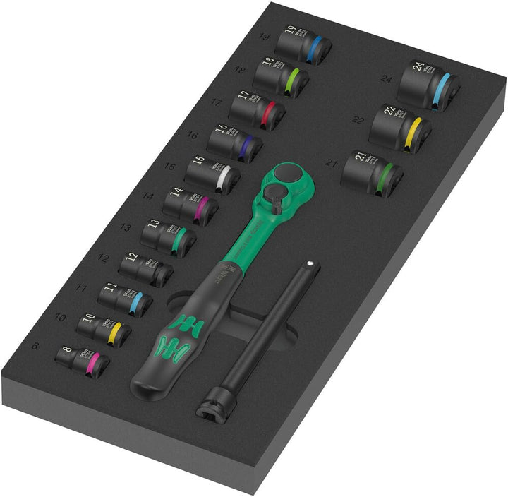 Wera 05150114001 9724 Schaumstoffeinlage 8010 B Zyklop Comfort Knarre Set 1, 3/8", 16-teilig