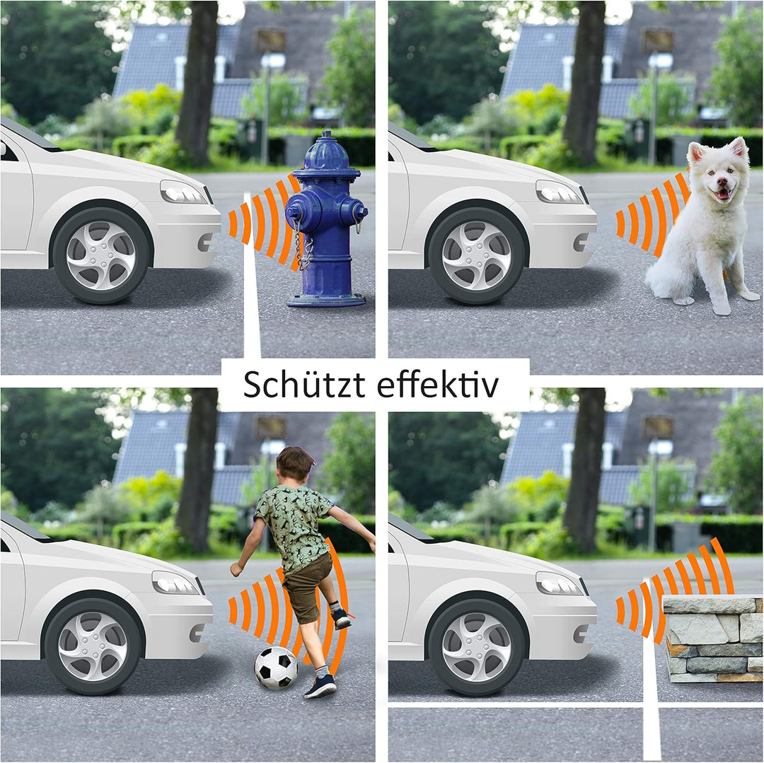 VSG24 Premium Einparkhilfe VORNE mit Display zum nachrüsten am Auto, PDC Parksensoren hinten mit Ste