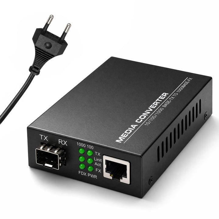 Gigabit-SFP-LC-Singlemode-Modul Glasfaser-zu-RJ45-Ethernet-Medienkonverter | 10/100/1000Base-TX auf