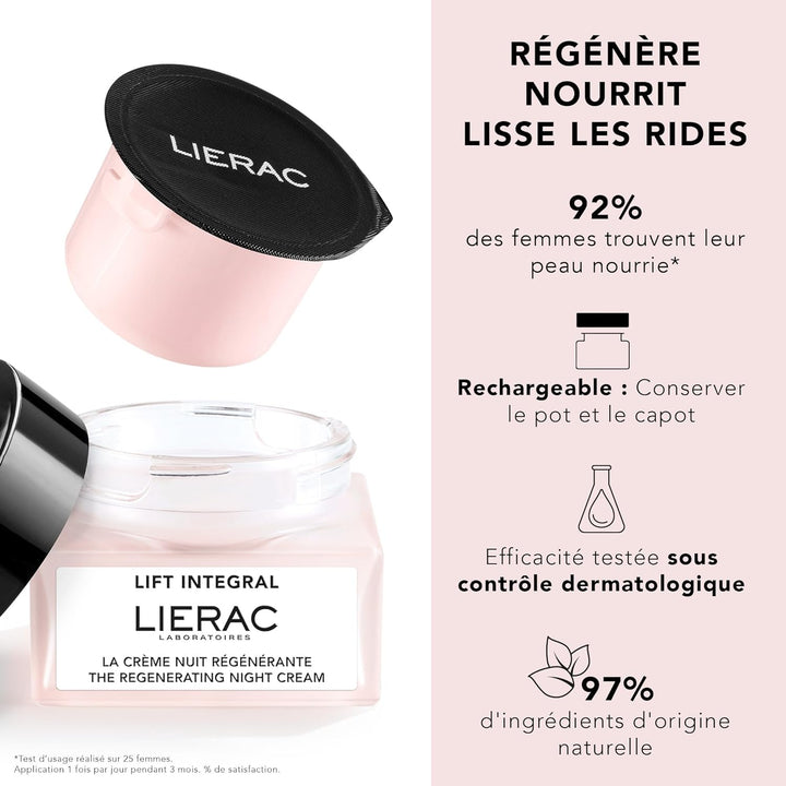 LIERAC Lift Integral La Crème Nuit Régénérante Refill, 50 ml Rose 1 Unità (Confezione da 1), Rose 1