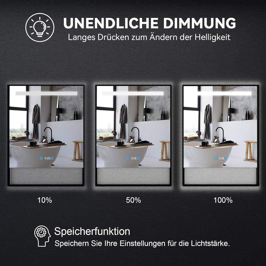 YU YUSING Badspiegel Badezimmerspiegel mit Beleuchtung mit Abnehmbarer Ablage 60x80cm, Wandspiegel L