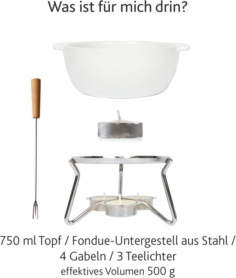 Boska Käsefondue-Set Party/Im Ofen, in der Mikrowelle oder mit Teelicht zu