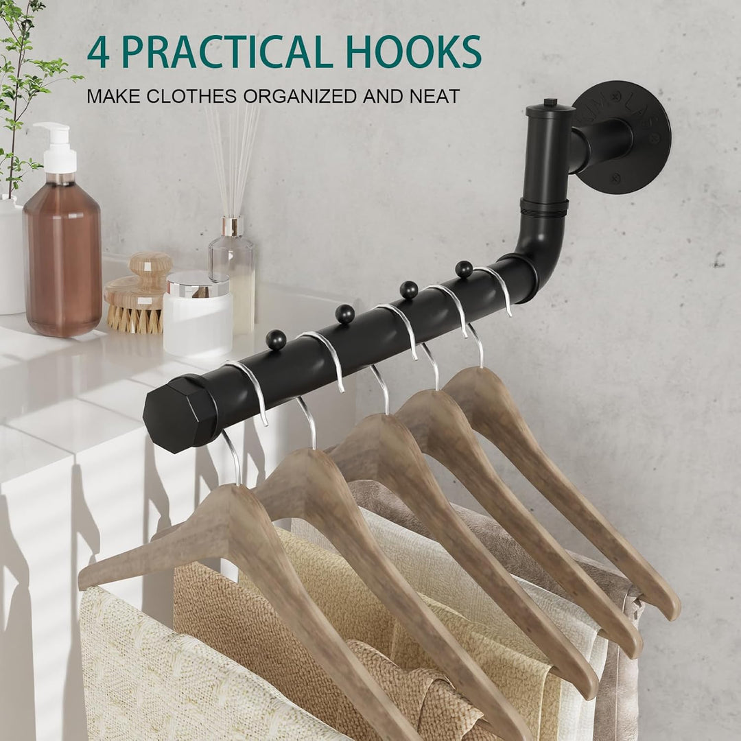 OUTBROS Handtuchhalter Industrial, 40cm Kleiderständer Wandmontage, Schwenkstangen Wandgarderobe, 18