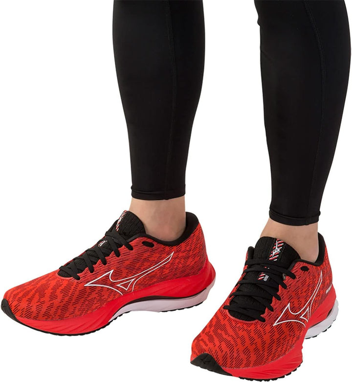 Mizuno Herren Wave Rider 26 Sneaker 42.5 EU Ignition Red White Black, 42.5 EU Ignition Red White Bla