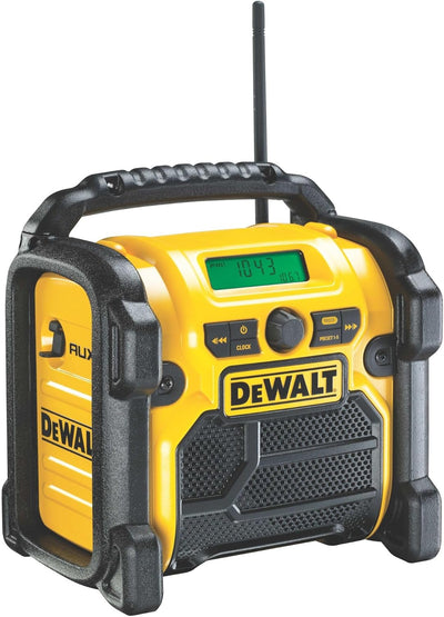 DeWalt Baustellenradio DCR019 – 2in1 Akku Radio & Netz Radio mit AUX-Eingang, robustem Gehäuse, Kabe