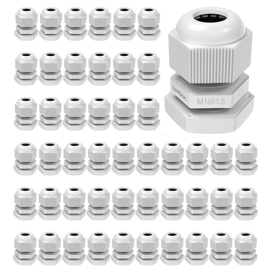 Lumonic 50x Kabelverschraubung M16 IP67 metrisch d5-9mm I Kabeldurchführung wasserdicht in grau I Ve