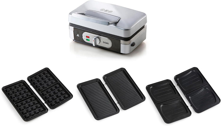 Domo DO9136C Sandwichtoaster 3-in-1, 1 Liter, Silber, Schwarz