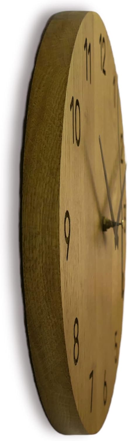 Wanduhr für die Wand MAS002 aus Echtem Eichenholz, Runde, Eiche - Honigfarbe, 50x50x2 cm, 2500 g 50