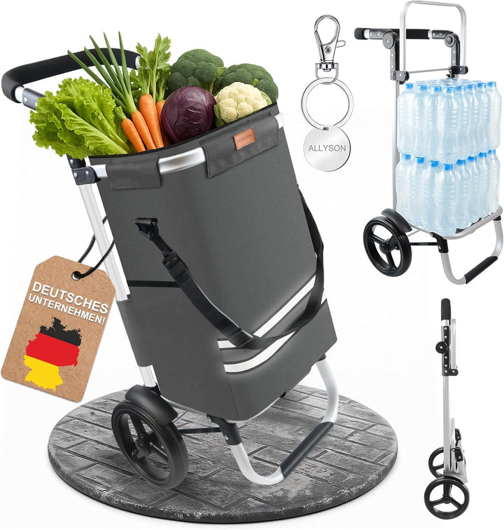 Allyson Rechteckiger Einkaufswagen - Ergonomischer, Klappbarer Shopping Trolley mit 56L Wasserdichte