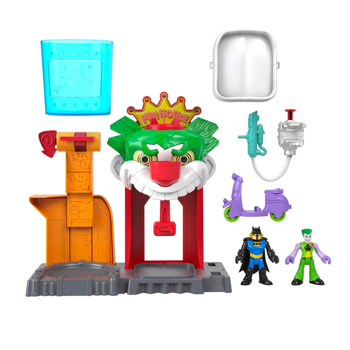 IMAGINEXT DC Super Friends Batman-Spielset - Joker-Haus mit Figuren, die in warmem und eiskaltem Was