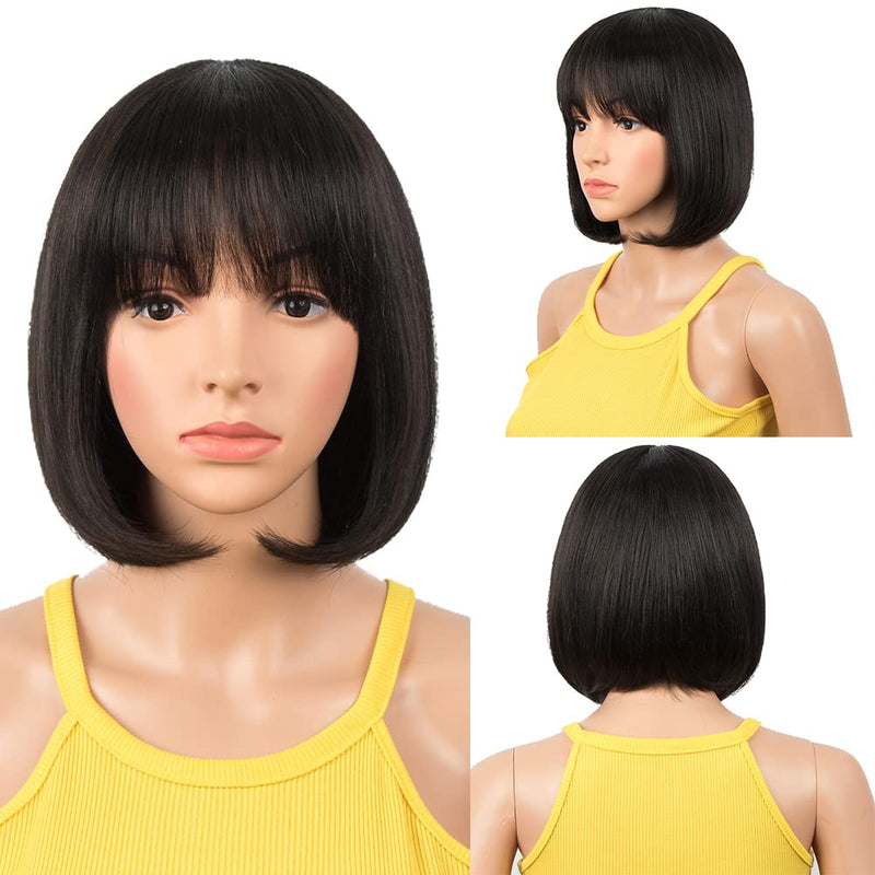 DÉBUT Echthaar Perücke mit Pony kurz Perücke Bob Pixie 10A brasilianisches Virgin Remy Hair 20cm 103