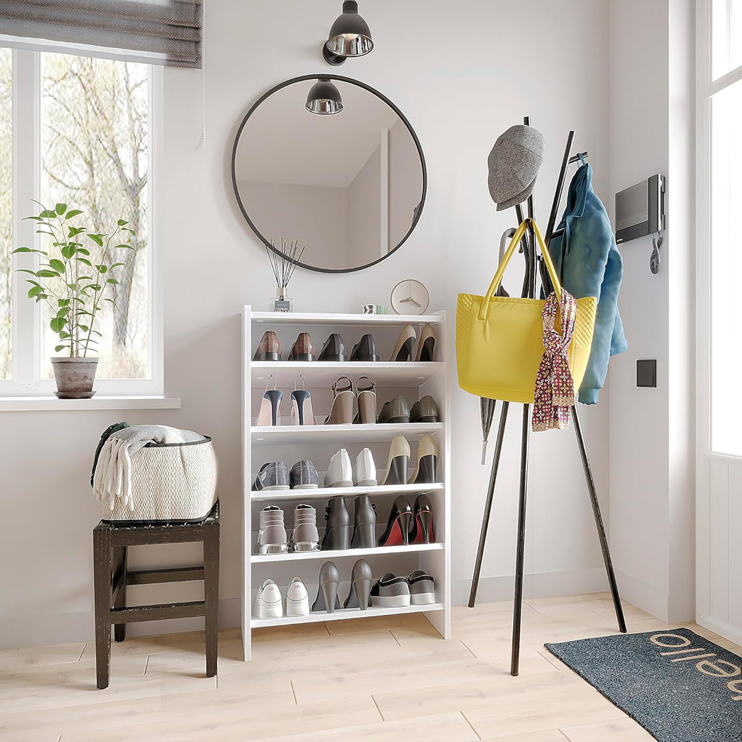 KOMTO Schuhregal Schmal - Schuhablage Flur mit 5 Ebenen Offener Schuhschrank Schuh Organizer Platzsp
