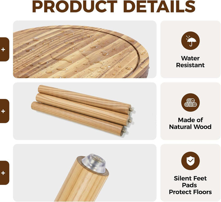 Bamworld Pflanzenhocker aus Holz im 3er-Set – Naturfarbene Blumenständer in 3 Grössen – Dekorativer