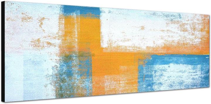Paul Sinus Art Panoramabild auf Leinwand und Keilrahmen 150x50cm Malerei Kunst abstrakt blau orange