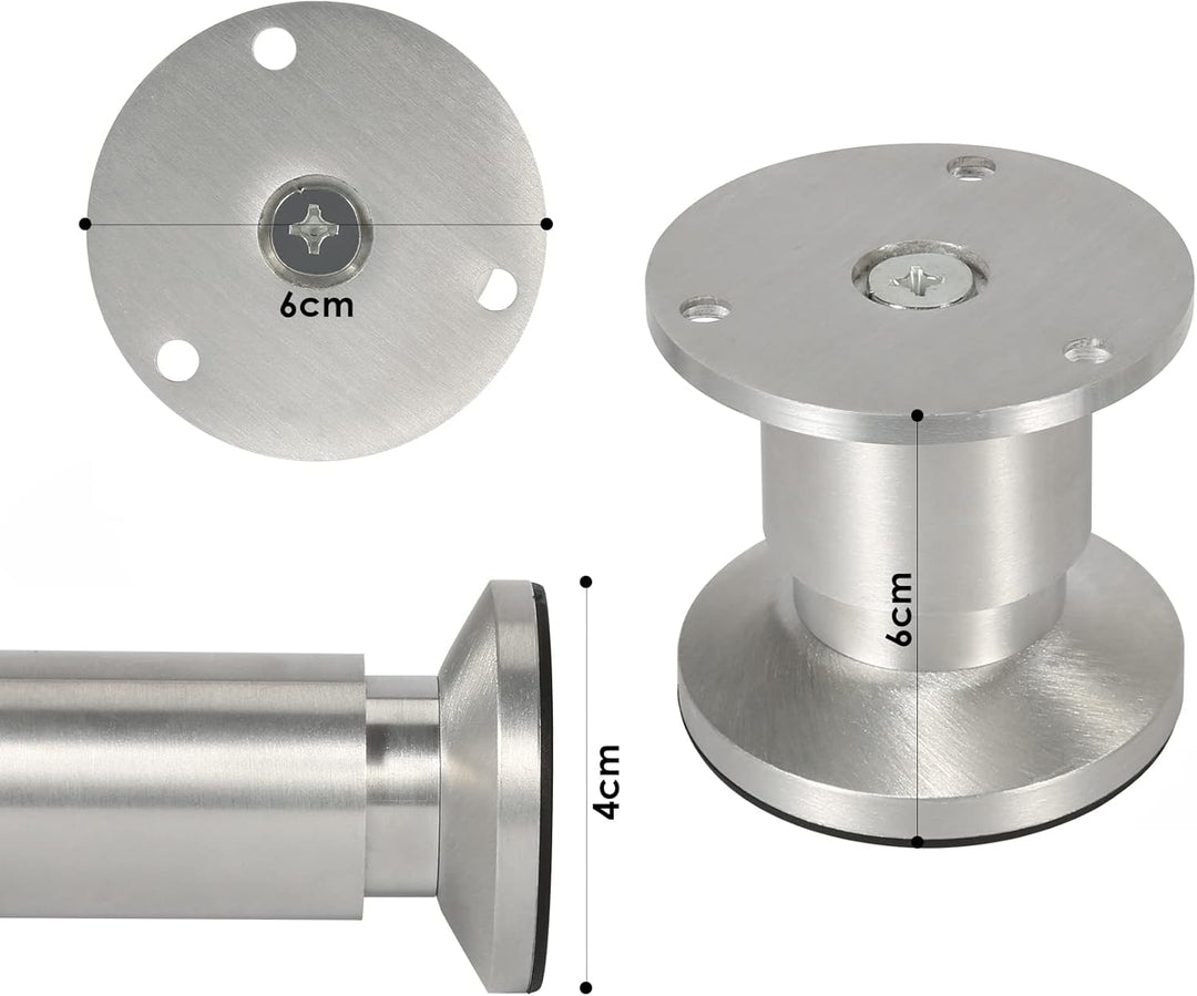 Gimisgu Aluminium Möbelfüsse 4er Set,Runde Möbelfuss Sockelfuss,Höhe 60mm,Höhenverstellbar:15mm,Bela