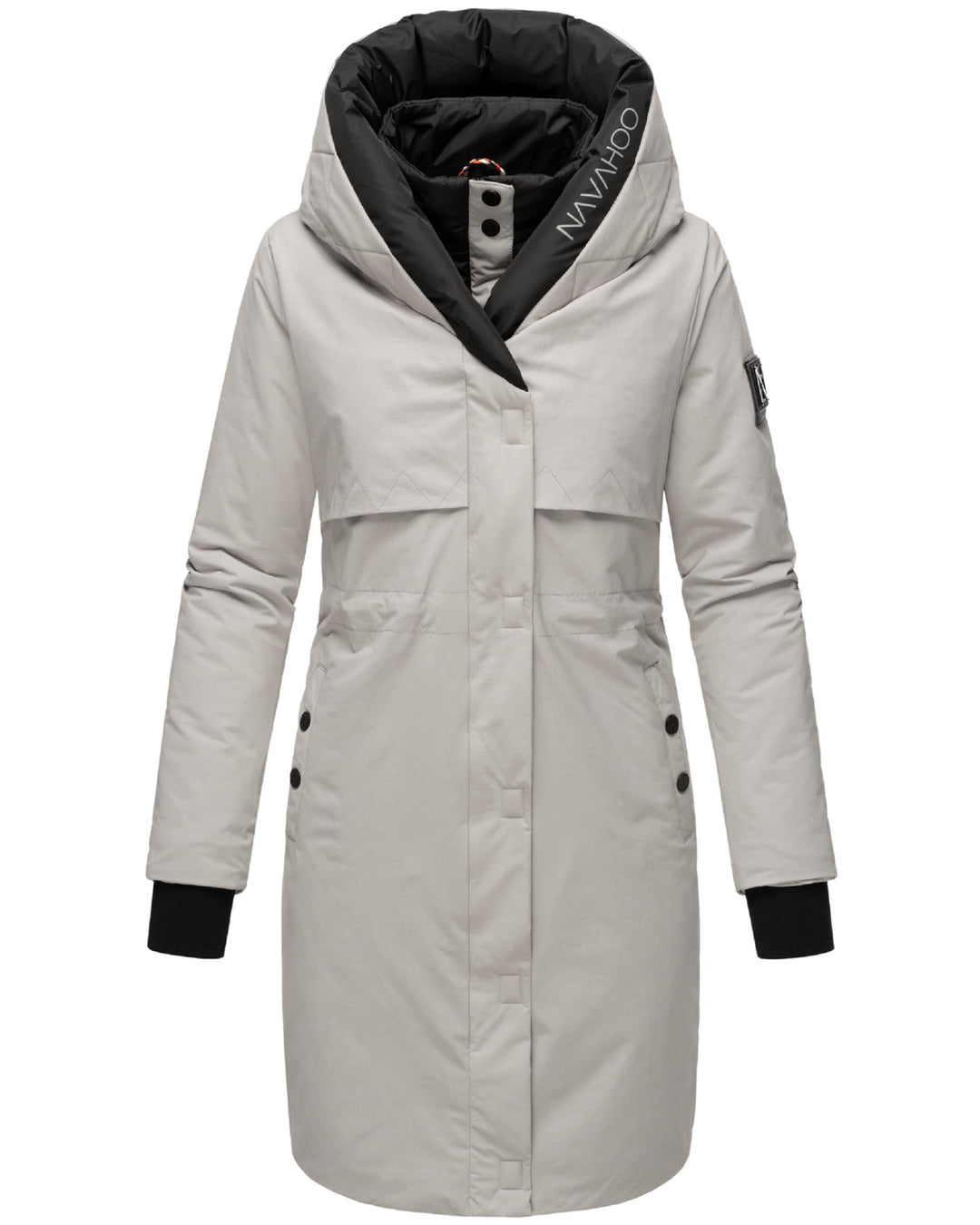 Navahoo Damen Mantel lange warme Winter Steppjacke mit Kapuze und magnetischen Elementen Snowelf XS-