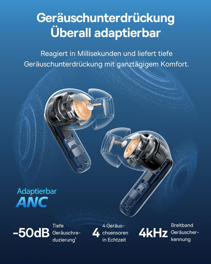 Baseus EP10 Pro In Ear Kopfhörer Kabellose, Bluetooth Kopfhörer mit -50dB Geräuschunterdrückung, Noi
