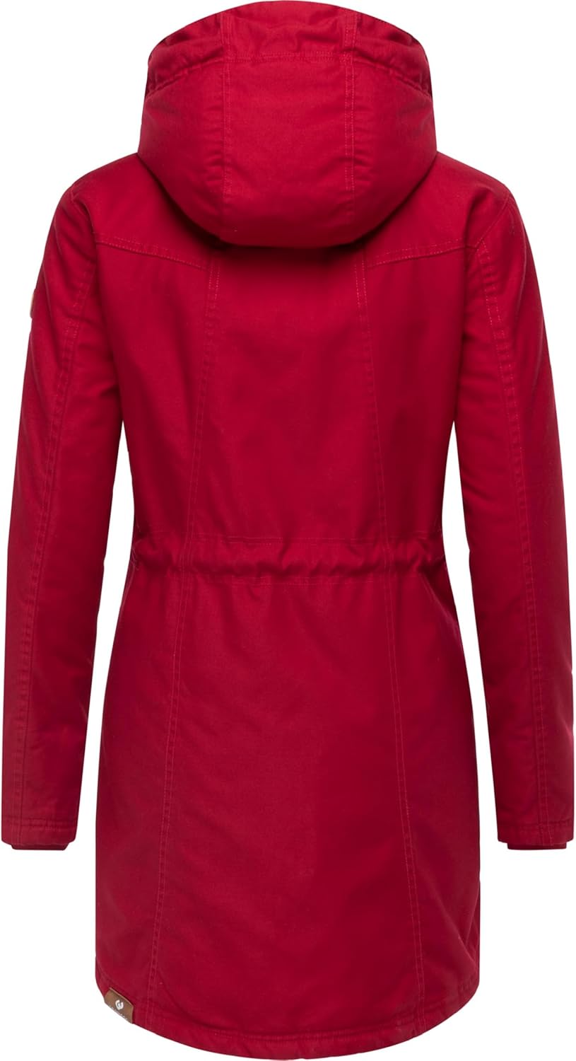 Ragwear Damen Mantel lange warme Winterjacke mit Teddyfell-Kapuze Elsie Intl XS-6XL XS Dark Red25, X