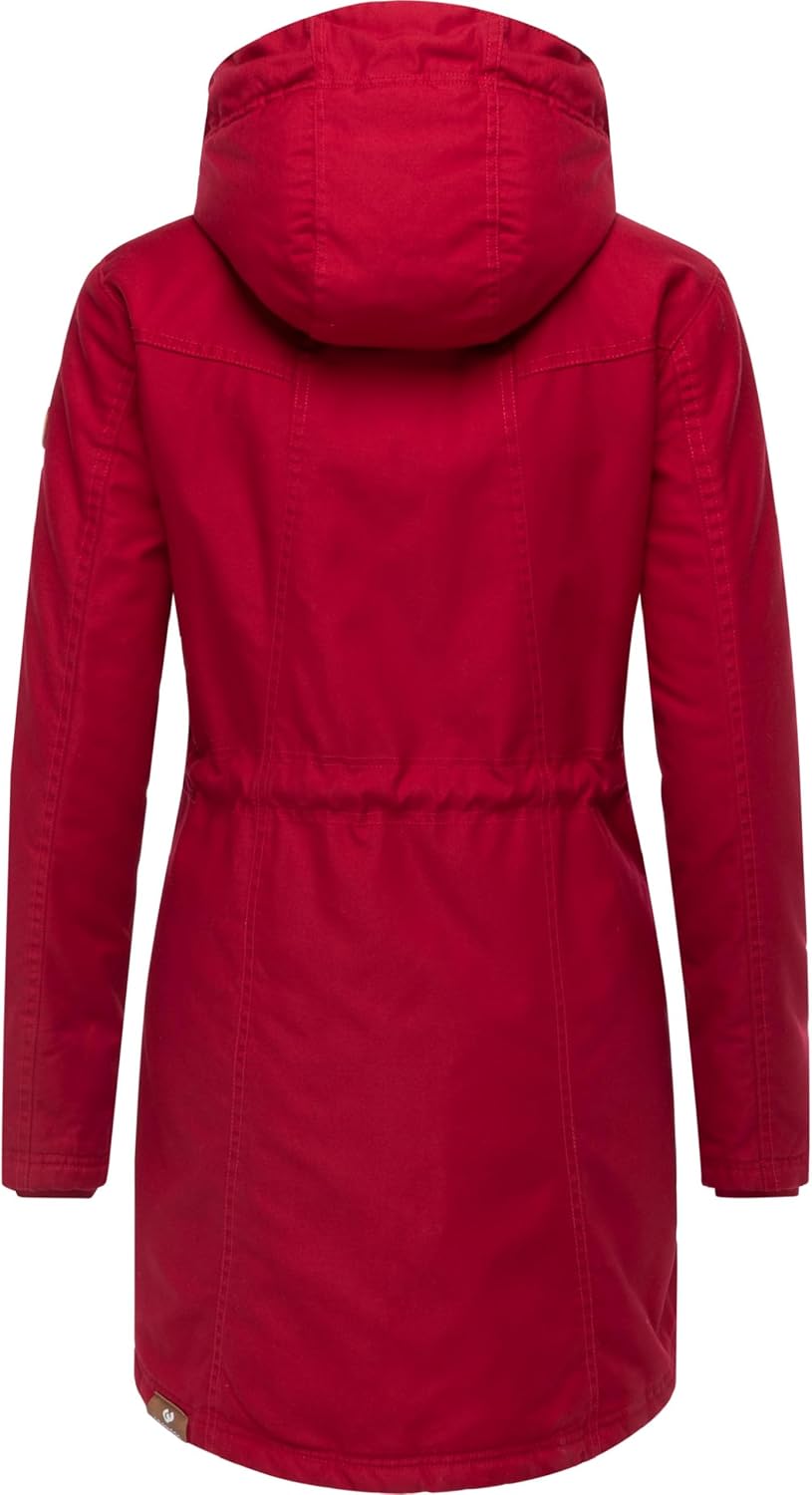 Ragwear Damen Mantel lange warme Winterjacke mit Teddyfell-Kapuze Elsie Intl XS-6XL XS Dark Red25, X
