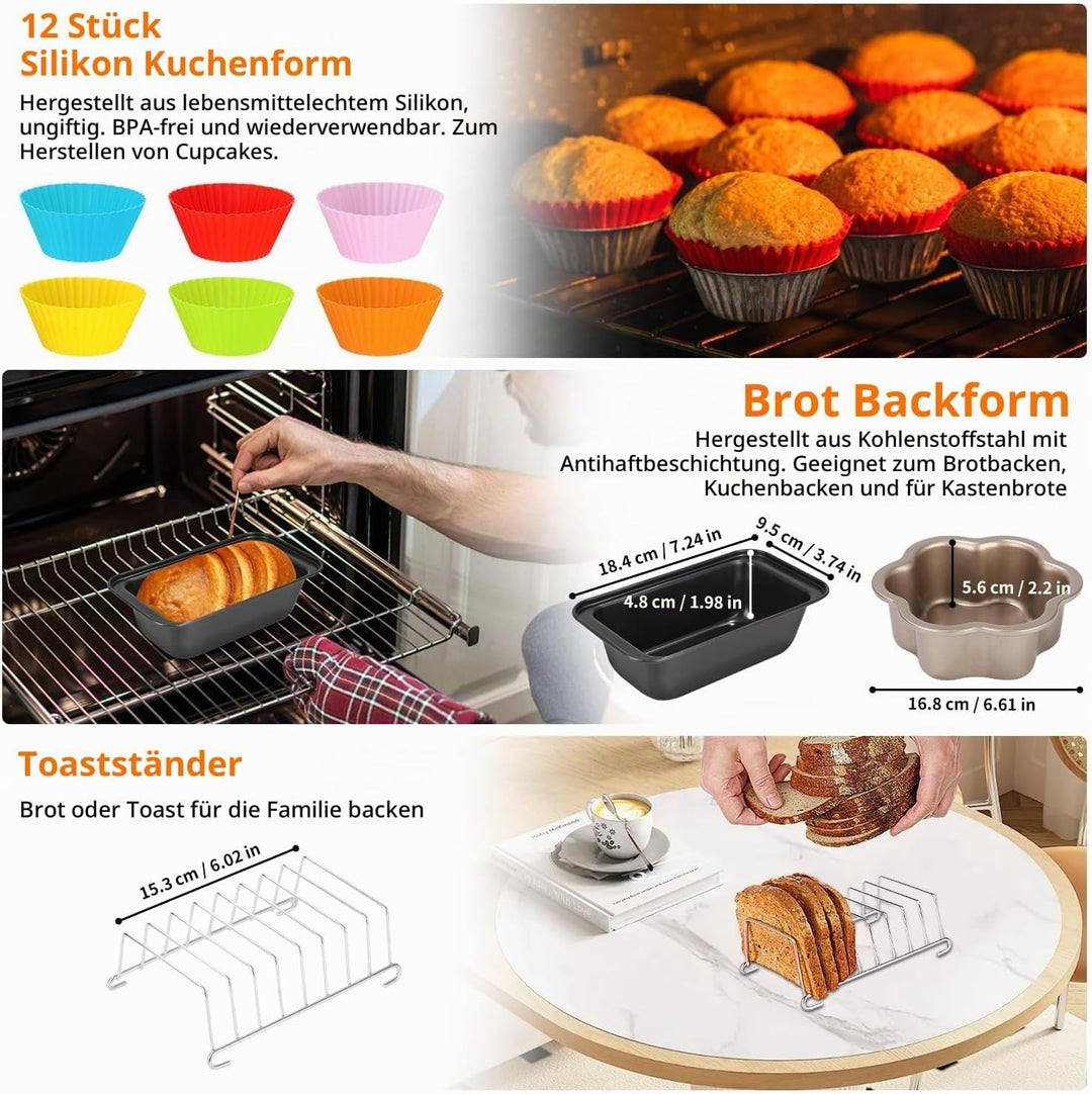 26 Stück Heissluftfritteuse Zubehör Set, Ninja AF400EU AF400EUCP AF451EU AF451EUCP AF500EU AF500EUCP