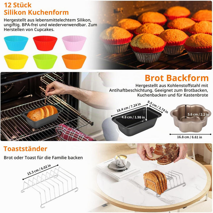 26 Stück Heissluftfritteuse Zubehör Set, Ninja AF400EU AF400EUCP AF451EU AF451EUCP AF500EU AF500EUCP