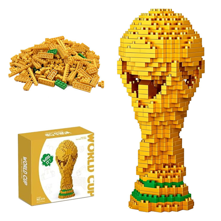 Fussball Bausteine Set, 500 Teile 3D Miniatur Fussball Bildungsspielzeug, Fussball-Champion-Trophäe