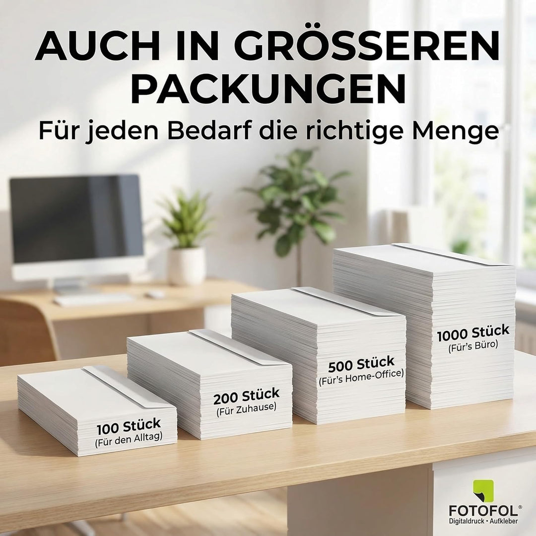Briefumschläge DIN lang ohne Fenster selbstklebend 75g 22x11 cm weiss (200 Stück), 200 Stück