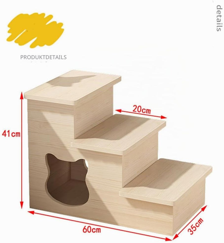 Hundetreppe,katzentreppe mit Höhle,Haustiertreppe aus Holz,hundetreppe 60cm hoch für kleine Hunde, f