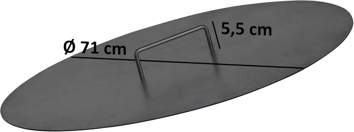 BBQ-Toro Feuerschale Ø 70 cm mit Deckel | Schwarz | Outdoor Feuerstelle mit DREI Standbeinen und Zwe