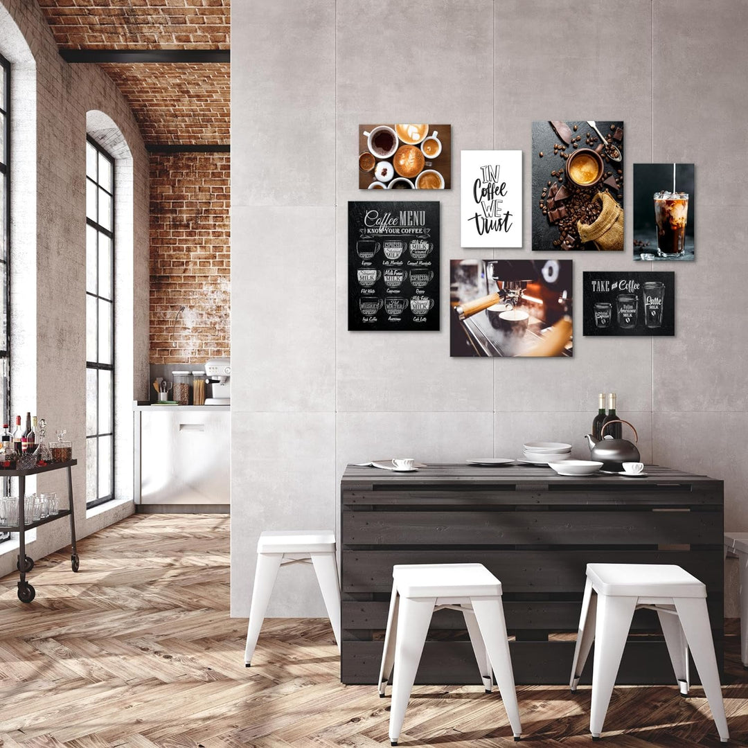 Novart Wandbilder Kaffee Coffee - KOMPLETT AUFHÄNGFERTIG - Küche Esszimmer Küchenbilder- 7 Moderne M
