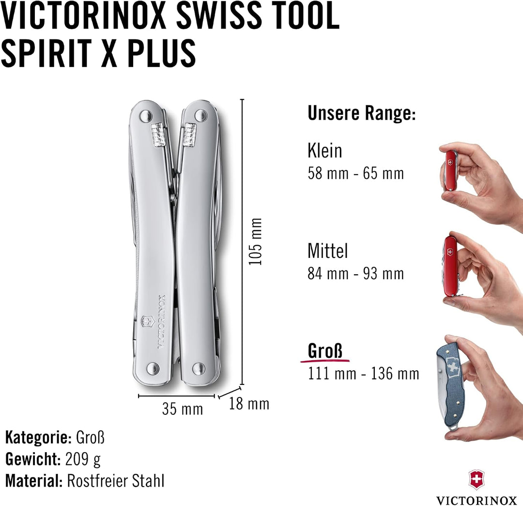 Victorinox Multifunktionswerkzeug Swiss Tool Spirit X Plus, 35 Funktionen, Swiss Made, Multitool mit