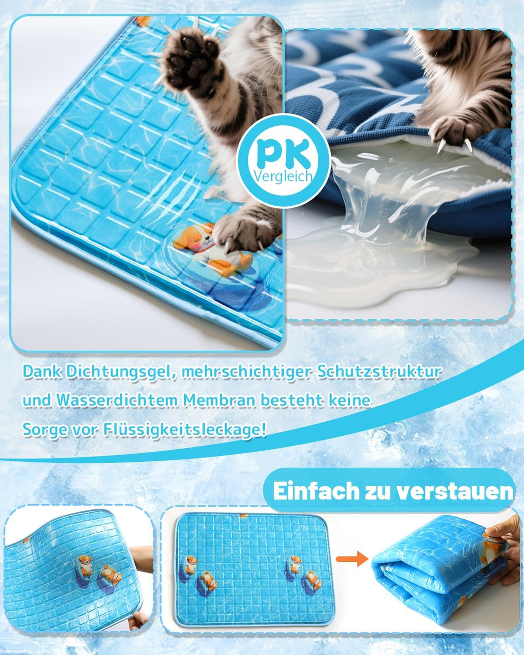 Kühlmatte Hund Kühlbett Für Hunde 60×90CM L|Neu 2026|Hundekühlmatte Selbstkühlend Waschbar Haustier