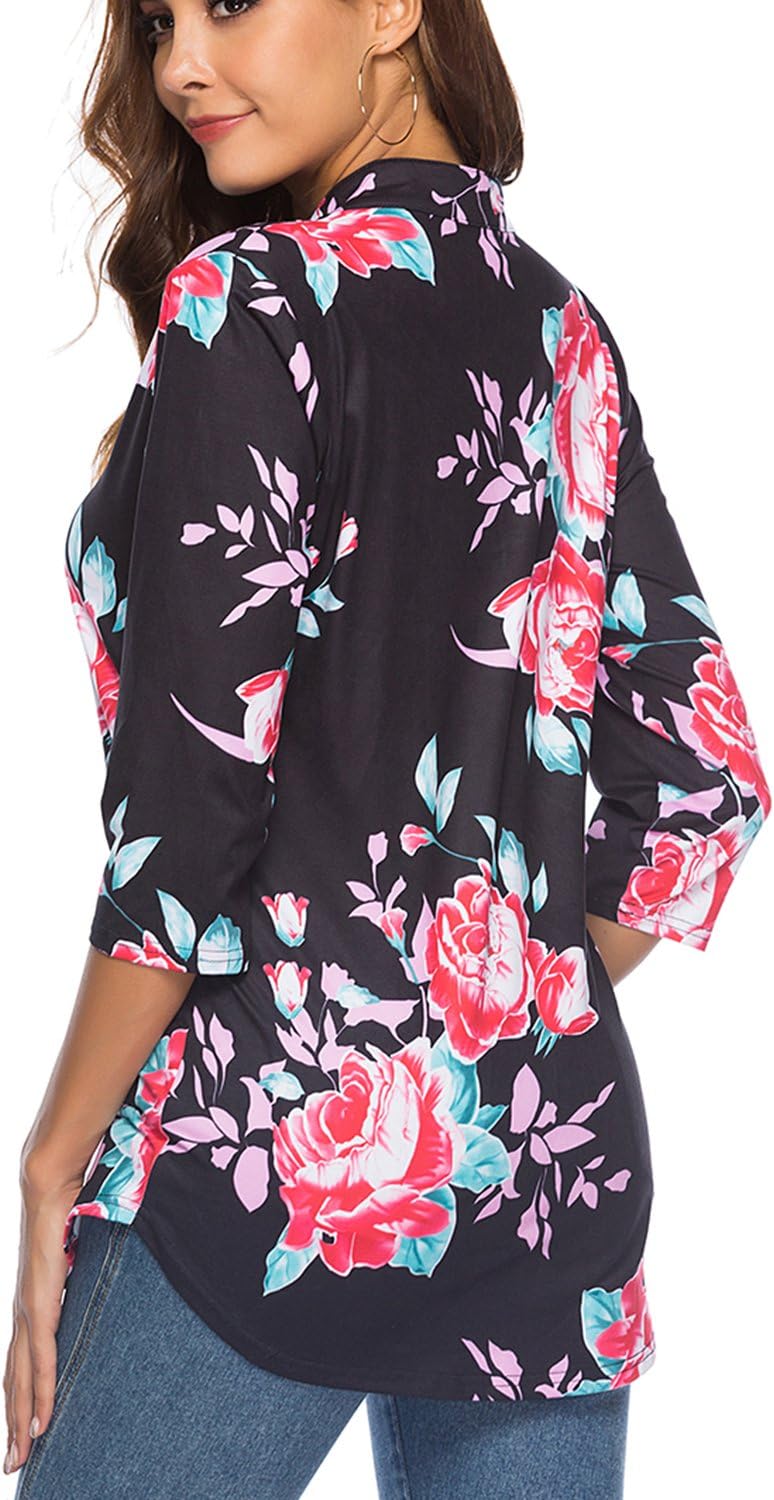 CEASIKERY Damen Shirt Tunic Shirt Tunic S Floral Black, S Floral Black