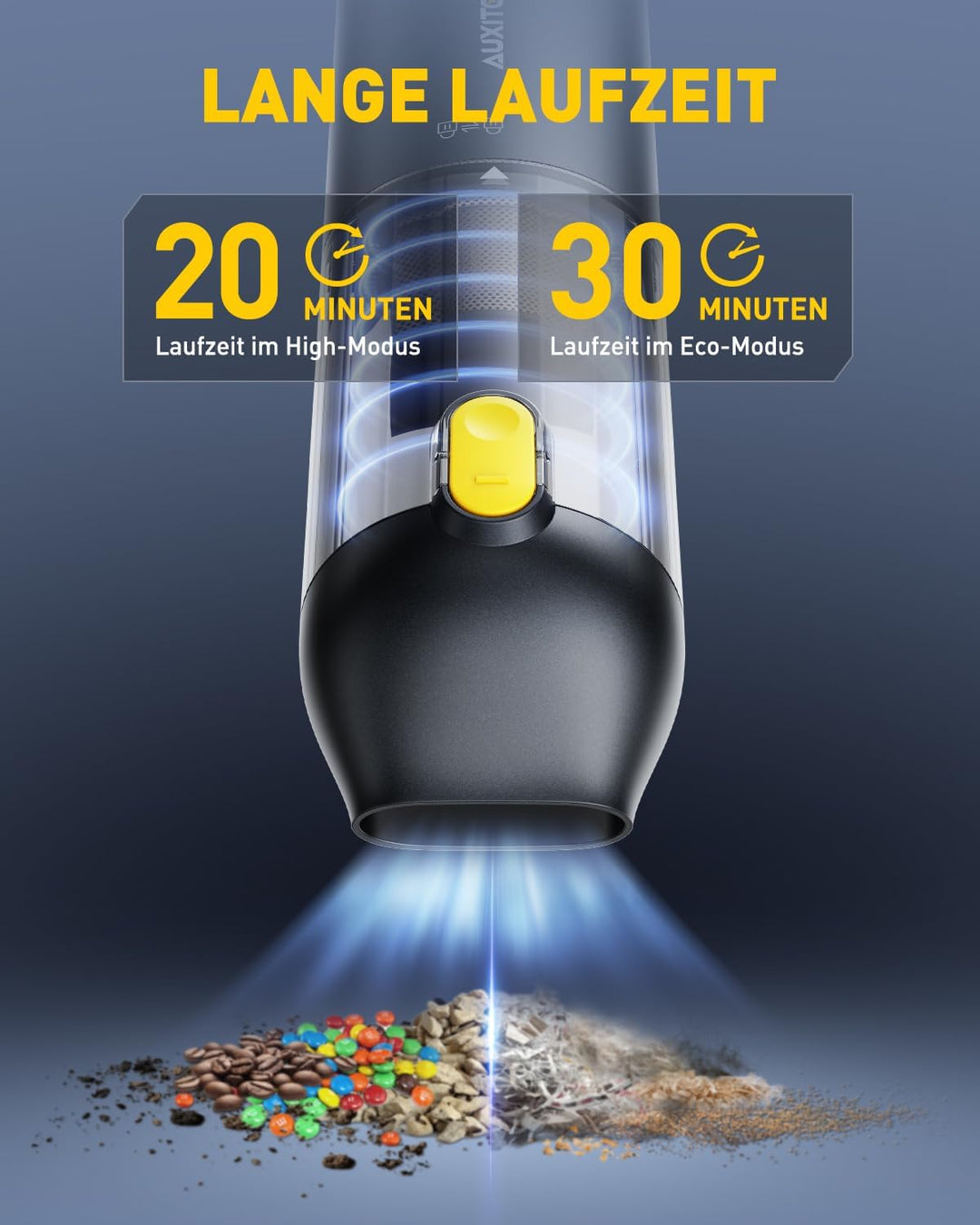 AUXITO Mini Handstaubsauger Akku mit hoher Leistung 24000 Pa,Autostaubsauger mit Blas- & Saugfunktio