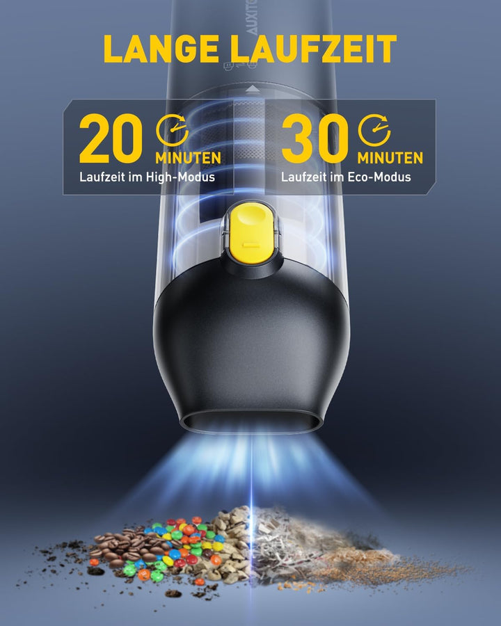 AUXITO Mini Handstaubsauger Akku mit hoher Leistung 24000 Pa,Autostaubsauger mit Blas- & Saugfunktio