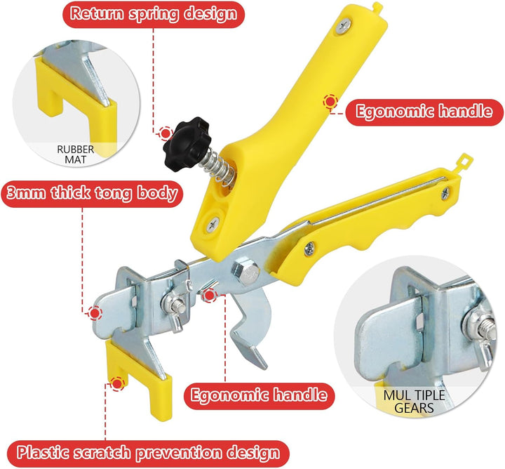 SENENQU 601 Stück Fliesen Nivelliersystem 1.5mm 1 stk Fliesenverlegehilfe / 500 stk Zuglaschen 1.5mm
