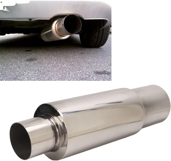 Aramox Auspuffresonator für Auto, Edelstahl Universal-Auspuffschalldämpfer Resonator 2,5 Zoll Einlas