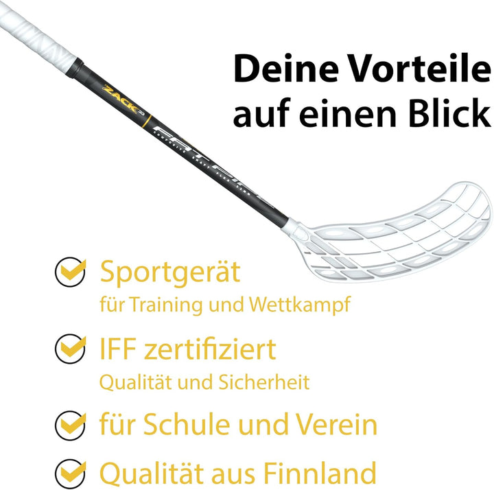 FAT PIPE Floorball Schläger Unihockey Stock Zack 33 ORC - Black White - IFF Zertifiziert, mit ORC Sc