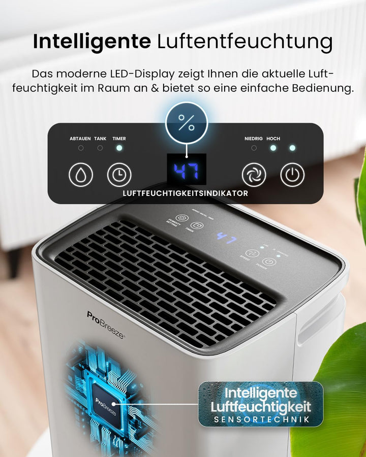 Pro Breeze Luftentfeuchter 6L in 24h Entfeuchtungsleistung - Dehumidifier - Luftentfeuchter elektris