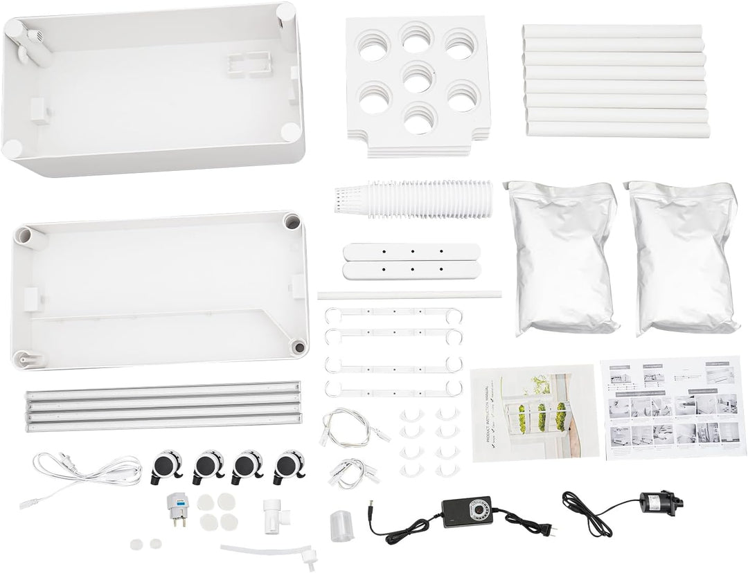 Hydroponisches Anbausystem mit LED-Beleuchtung, 2 Ebenen, 28 Pflanzlöcher, Indoor-Garten-Kit mit Rol