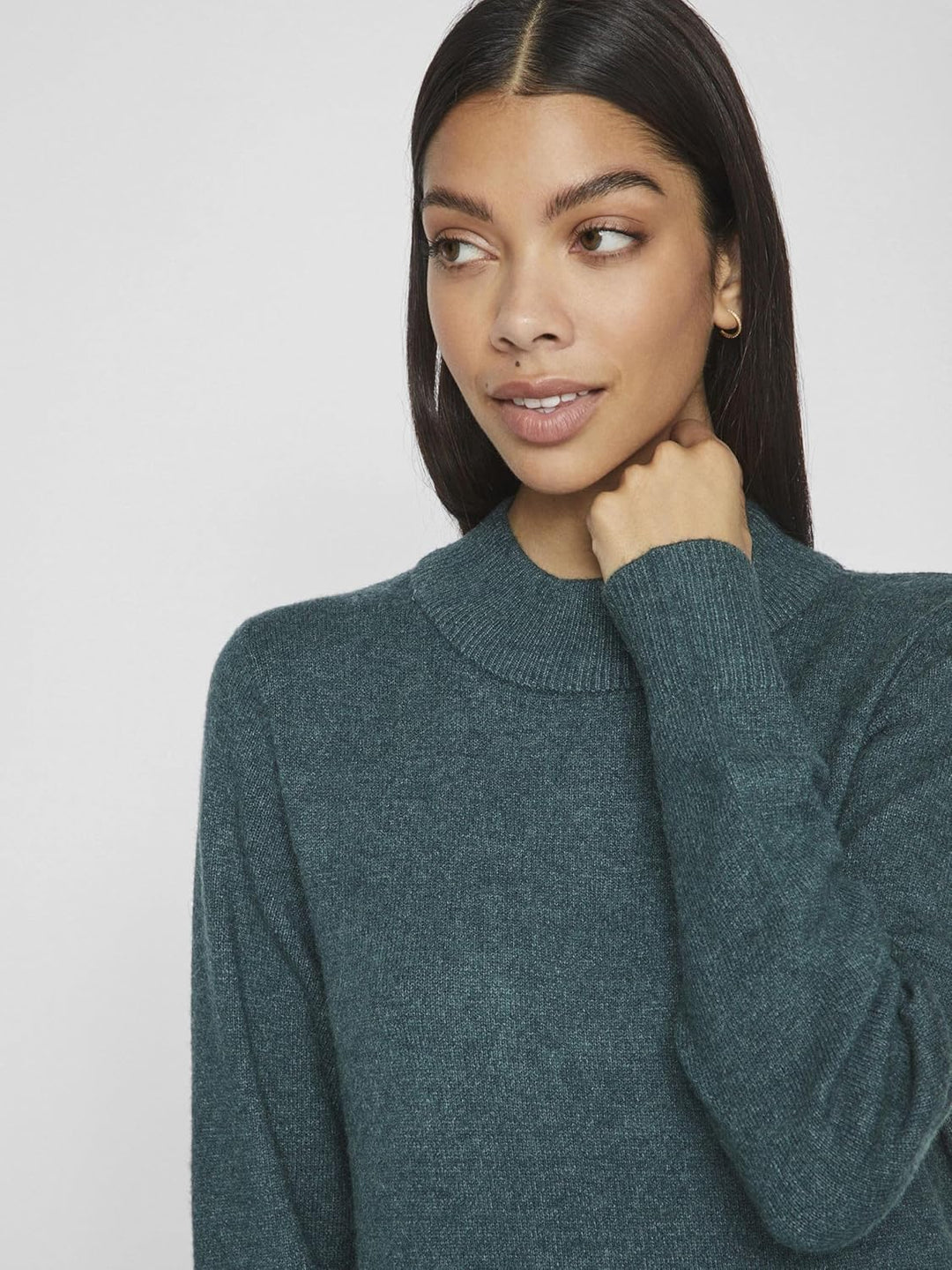 Vila Damen VIRIL Crew Neck L/S MIDI Dress - NO 14061427 XL Grün, XL Grün