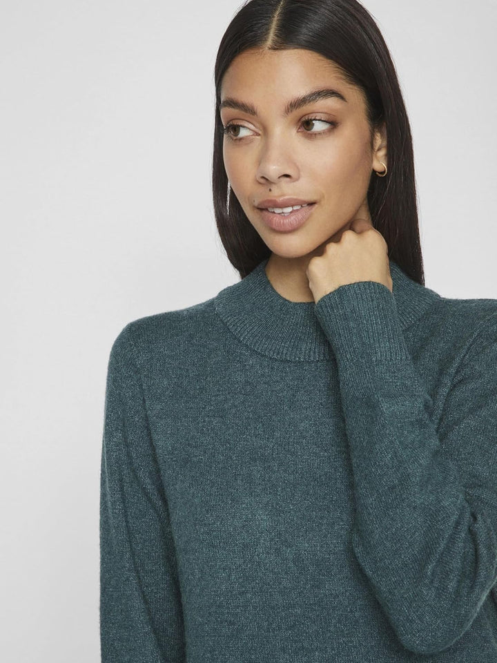 Vila Damen VIRIL Crew Neck L/S MIDI Dress - NO 14061427 XL Grün, XL Grün