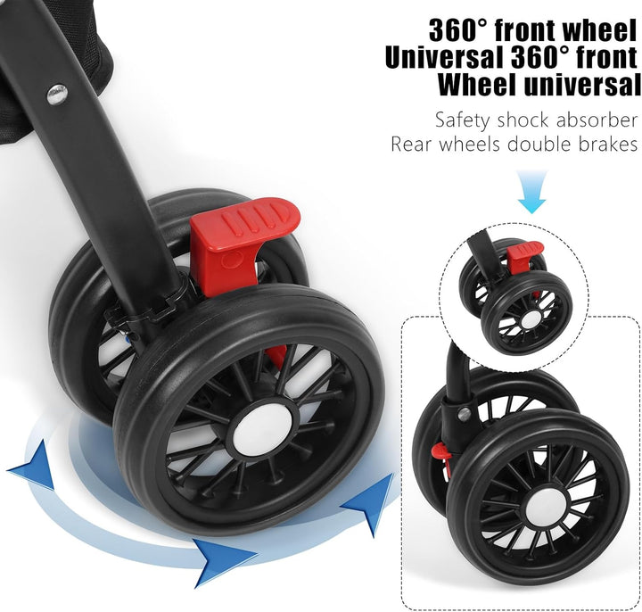 Kinderwagen für kleine Hunde und Katzen, faltbare Tragetasche, 360° drehbare Vorderräder, Anti-Relea