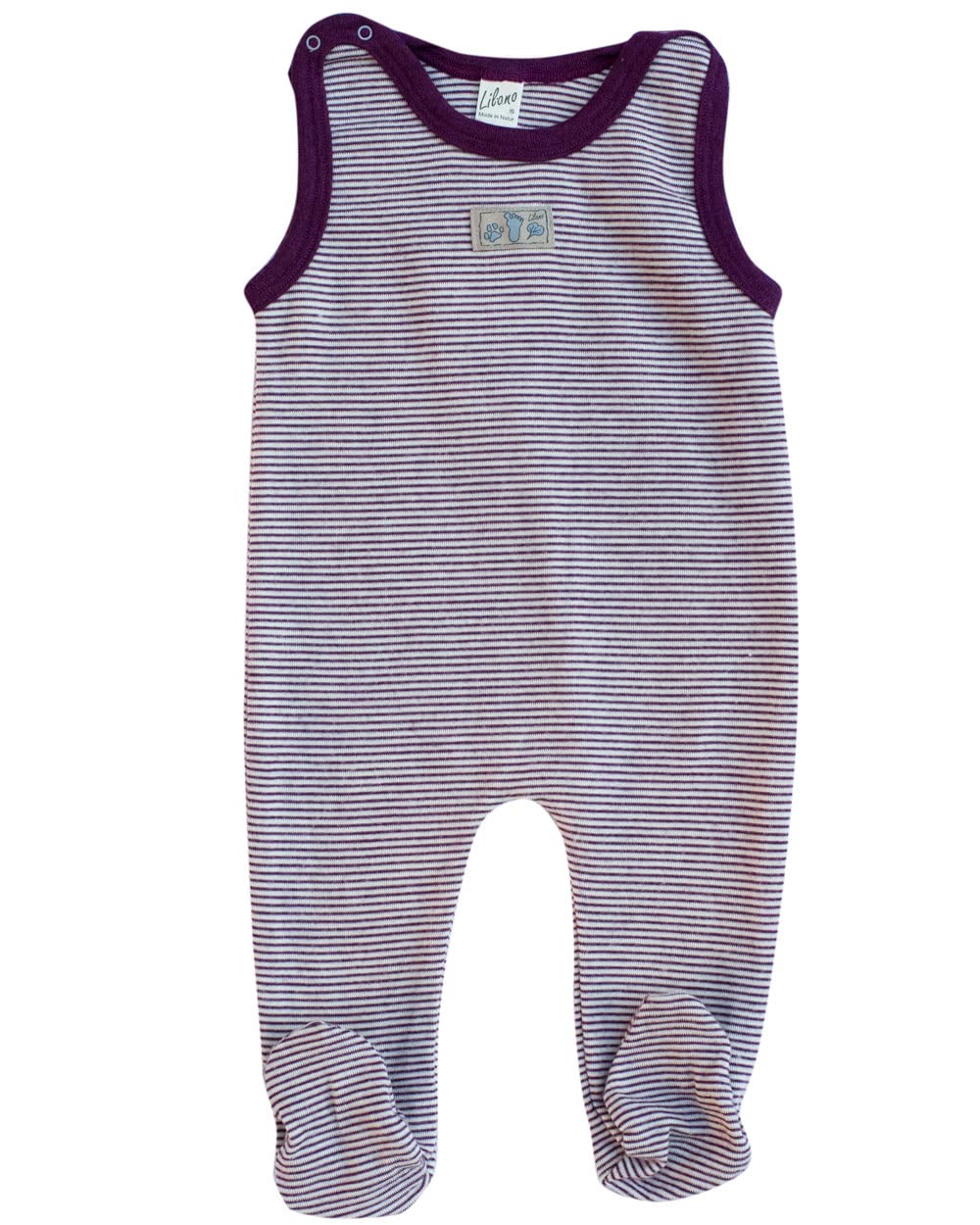 Lilano, Merino Strampler mit Fuss, 70% Wolle (kbT), 30% Seide, 210 gr./m² Beere/Natur 56, Beere/Natu