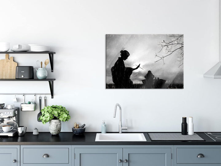 Pixxprint Glasbild | Wandbild aus Echtglas | Geisha | 60x40 cm | inkl. Aufhängung und Abstandshalter