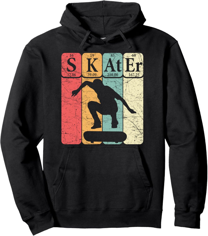 Skater Periodensystem Elements Skateboard Nerd Vintage Pullover Hoodie