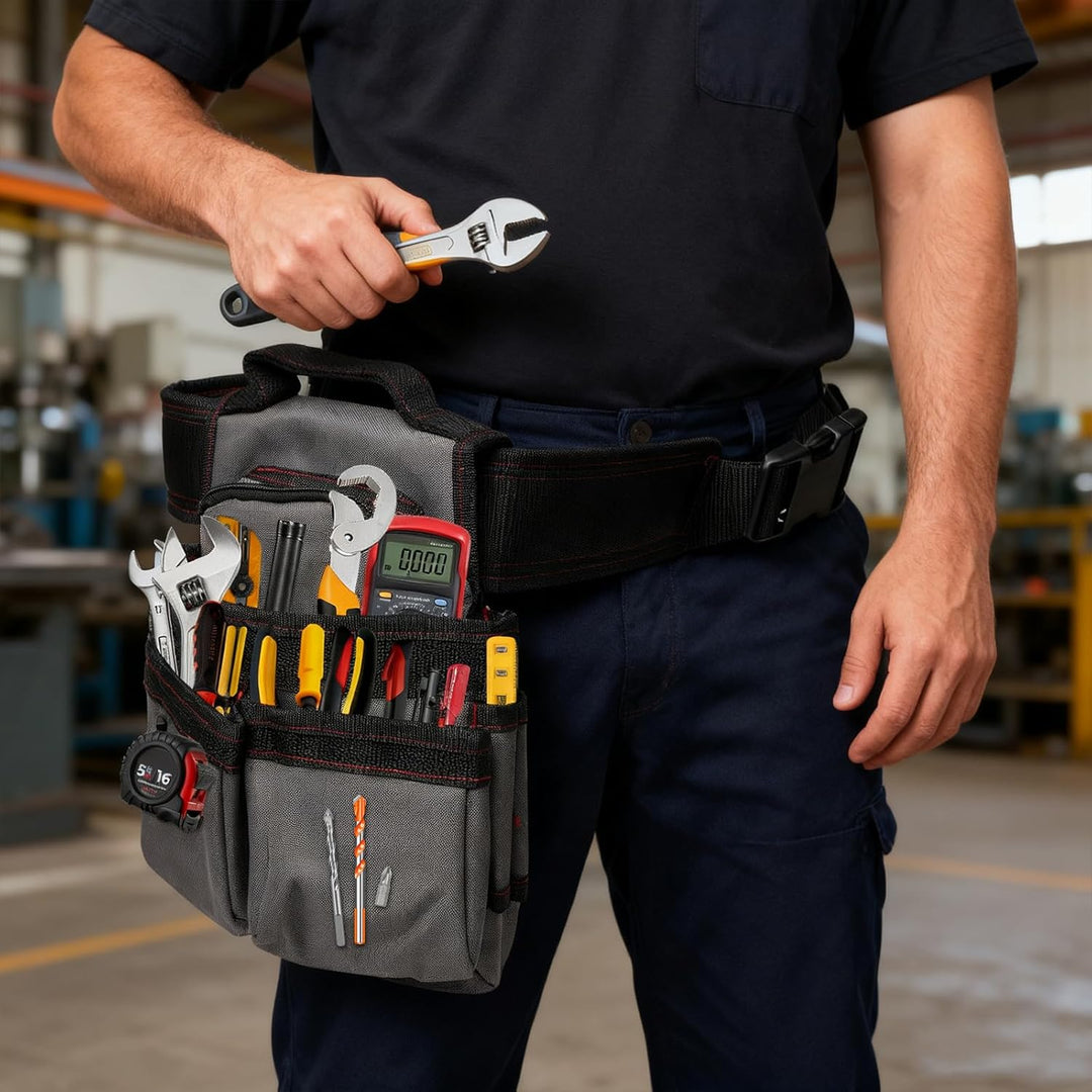 Werkzeuggürtel Herren, Magnetische Werkzeugtasche Gürtel mit 7 Taschen, Abnehmbare und Verstellbare
