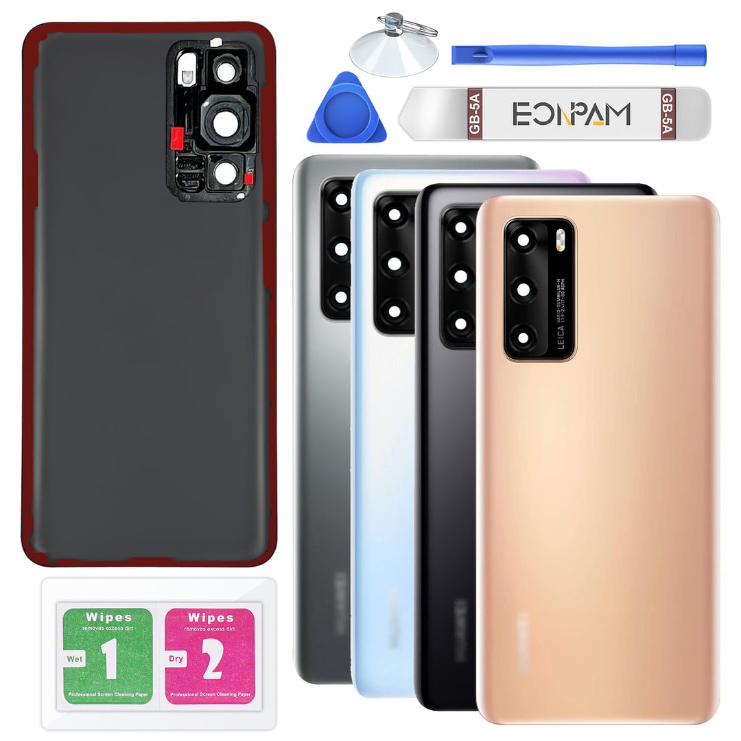 Eonpam Akkudeckel für Huawei P40 Rückseite Glas Original Backcover Back Glas Ersatz Reparatur Set mi
