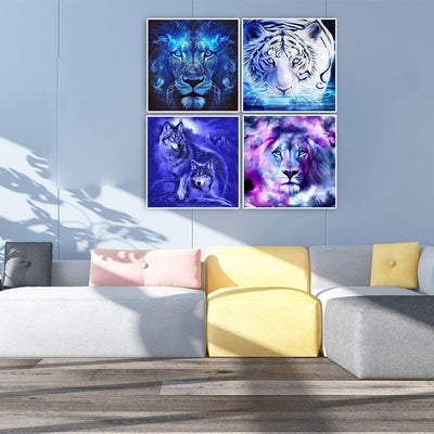 4 Pack Diamond Painting Tiger 40x40 cm Malen nach Zahlen Wolf Erwachsene Diamant Painting Bilder DIY