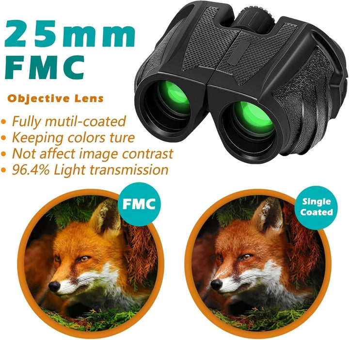 Fernglas 12x25, Magnesium Fernglas mit Nitrogenfüllung und wasserdicht, BAK4 HD Prisma + FMC Objekti